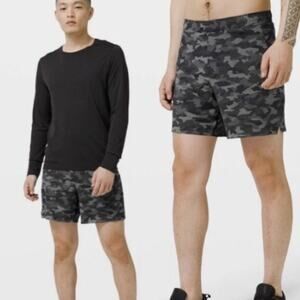 Lululemon Men’s Surge Short Liner 6” L Variegated Mesh Camo Black Gray